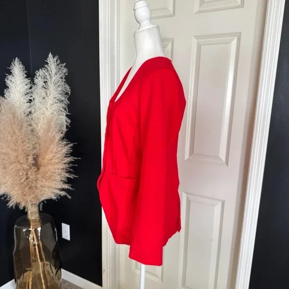 NWT Anthropologie Maeve Scoop-Neck Cutaway Blazer in Red size Medium - Picture 6 of 12